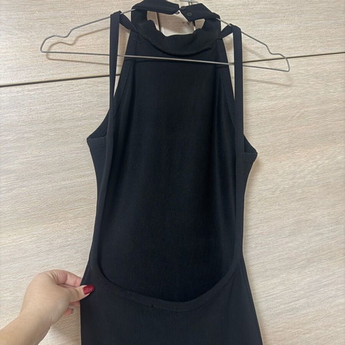 Bershka Night Out Maxi Pencil Backless Dress New Black