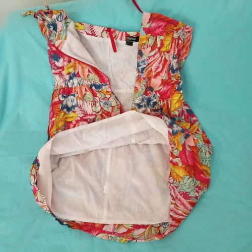 Floral Blanco dress strapless used, cotton fabric