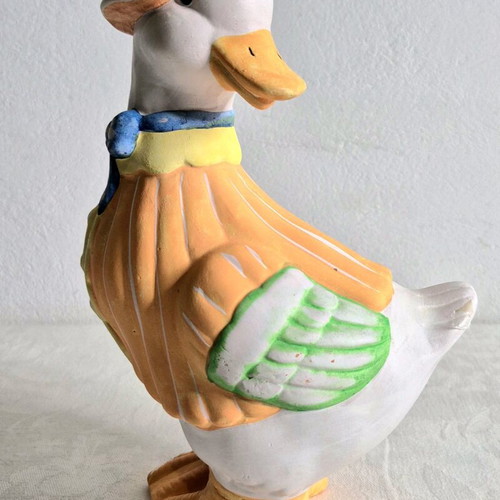 Decorative duck figurine used, ceramic, hand-painted
