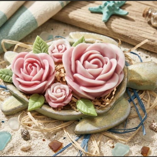 Porcelain turtle with 100% natural tulip-scented soaps new