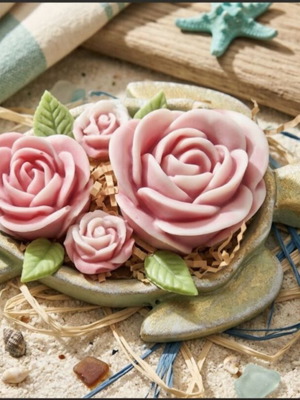 Porcelain turtle with 100% natural tulip-scented soaps new