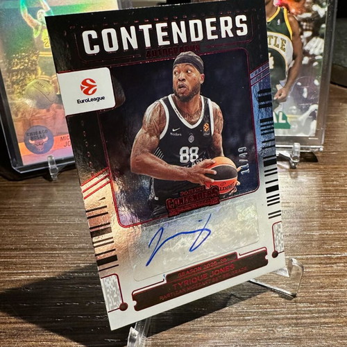 Panini Contenders EuroLeague 2025-26 Tyrique Jones Red Parallel Autograph card 11/49