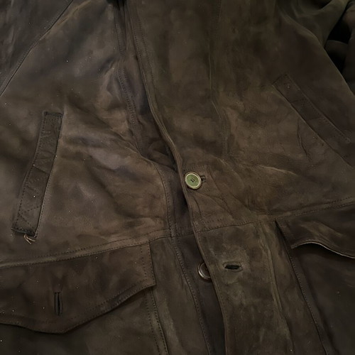 Leather women's coat with real fur size 56 like new, brown