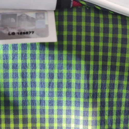 The North Face men's shirt size L, green-black check, like new