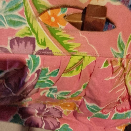 Pink sequin hand bag used, canvas material