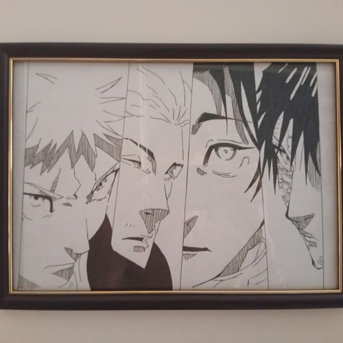 JJK Handmade Painting in Frame with Blue LED