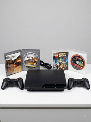 PS3 Slim console for parts with 2 controllers