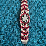 Macrame bracelet new, white and red