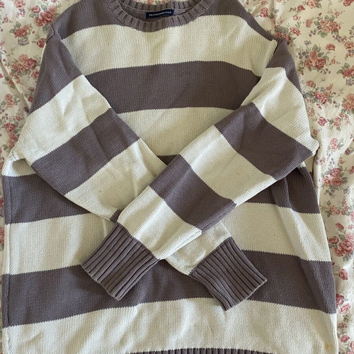 Brandy Melville Brianna Cotton Stripe Sweater used, size S-XS, beige and brown