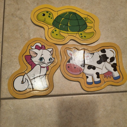 Children's wooden animal puzzles, set of 3