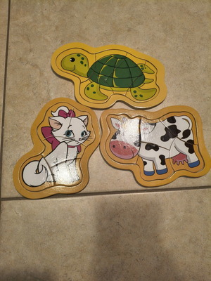 Children's wooden animal puzzles, set of 3