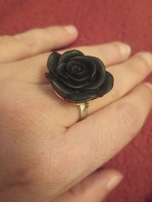 Black rose ring used with slightly broken petal