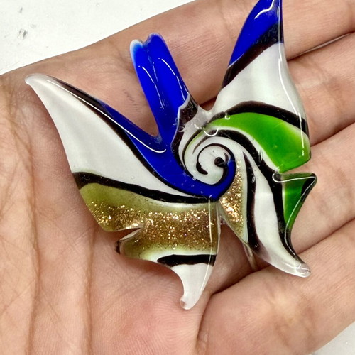 Handmade glass butterfly pendant, multicolor