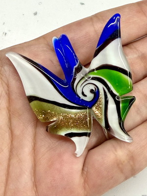 Handmade glass butterfly pendant, multicolor