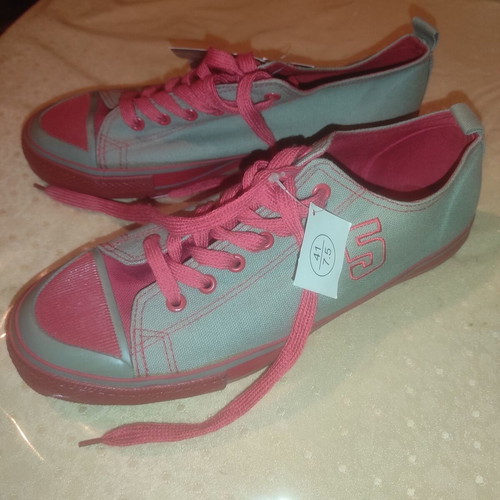 Low-Top Canvas Sneakers New Size 41 Grey Red