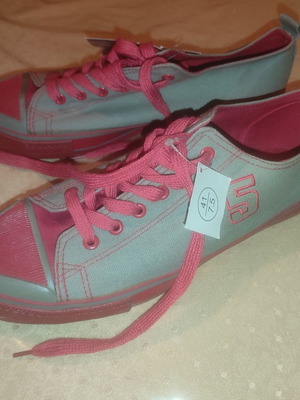 Low-Top Canvas Sneakers New Size 41 Grey Red
