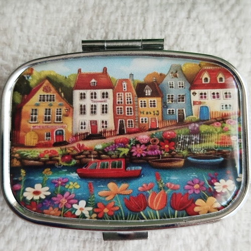 Pillbox new metal with colorful design