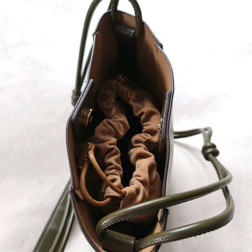 Mango Staford leather shoulder bag khaki new