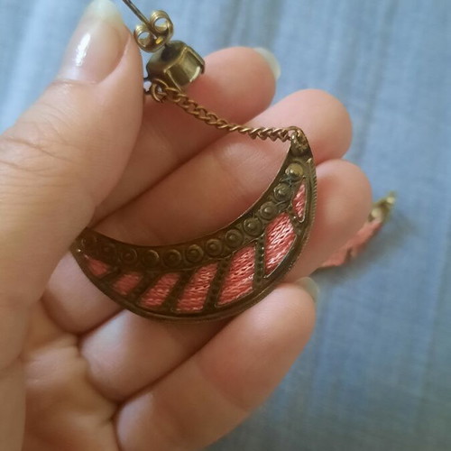 Boho earrings in bronze pink tone new, handmade, vintage style
