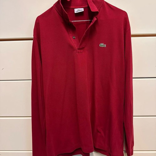 Lacoste long sleeve shirt like new, size L, grey and red