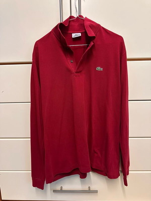 Lacoste long sleeve shirt like new, size L, grey and red