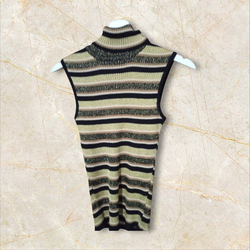 Women's glittery sleeveless turtleneck like new, beige and brown