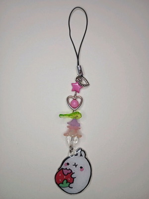 Molang Strawberry μπρελόκ σαν καινούργιο, ροζ πολύχρωμο
