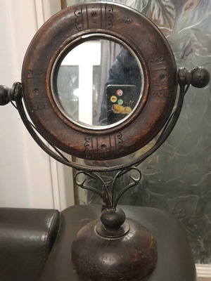 Vintage double-sided round mirror used, height 38cm