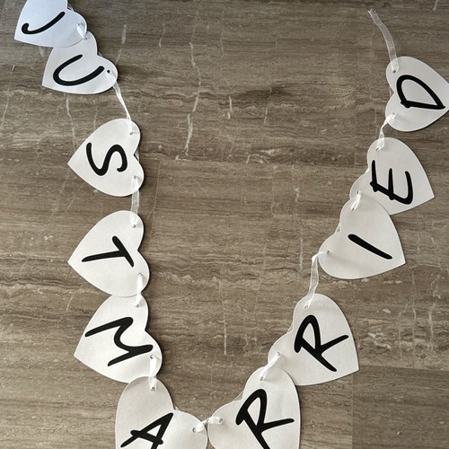 Just Married Paper Heart Hanging Decoration