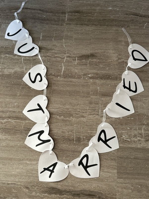Just Married Paper Heart Hanging Decoration