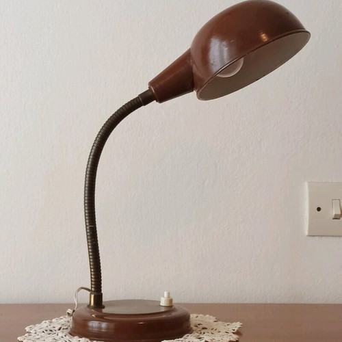 Vintage table desk lamp used, brown mid-century 1960