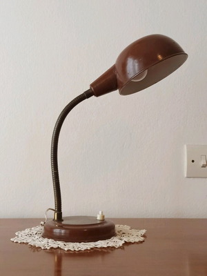 Vintage table desk lamp used, brown mid-century 1960