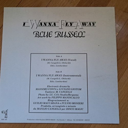 Blue Russell I Wanna Fly Away 12" maxi single lathe press italo disco