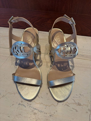 Ralph Lauren gold platform sandals like new, size 40