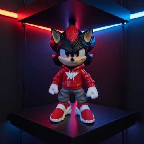 Shadow the Hedgehog 3D printed figure 22cm with red hoodie like new