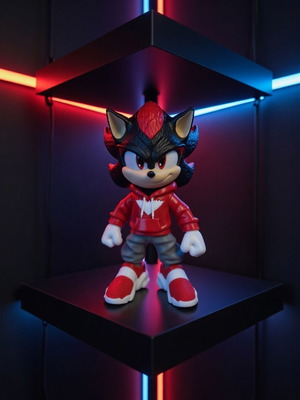 Shadow the Hedgehog 3D printed figure 22cm with red hoodie like new