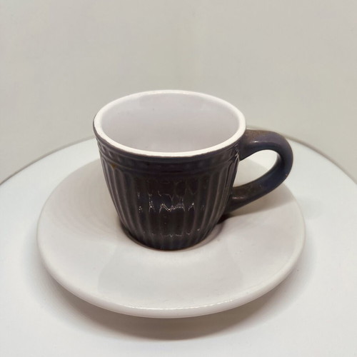 Set of two cups and saucers for Greek coffee or espresso, used