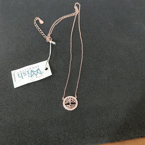 925 Silver Tree of Life Necklace New Rose Gold Plated