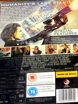 Resident Evil Retribution DVD μεταχειρισμένο, αγγλικοί υπότιτλοι, περιπέτεια τρόμου