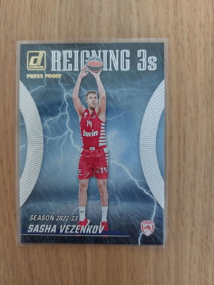 Κάρτα Sasha Vezenkov Insert Reigning 3s Press Proof donruss Euroleague 2023-2024 σαν καινούργιο