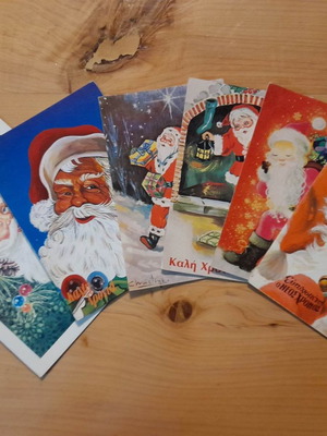 Ευχετήριες κάρτες Αγίου Βασίλη vintage αχρησιμοποίητες, πακέτο 6