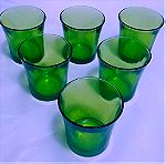  Ποτήρια κρασιού 6 τμ. 150 ml.  Duralex green/lime France 70'-79'.