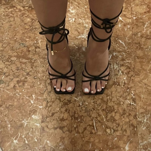 Mia black lace-up sandals size 37