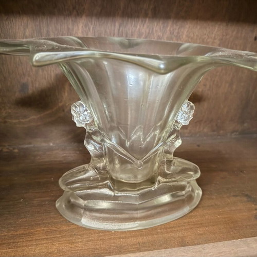 Vintage Art Deco Windsor glass vase with putti base used
