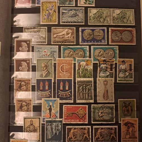 Greek stamps used, 42 sealed from 1956-1970