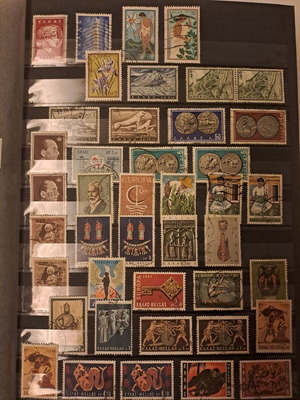 Greek stamps used, 42 sealed from 1956-1970