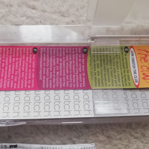 Swatch watch box used with documents