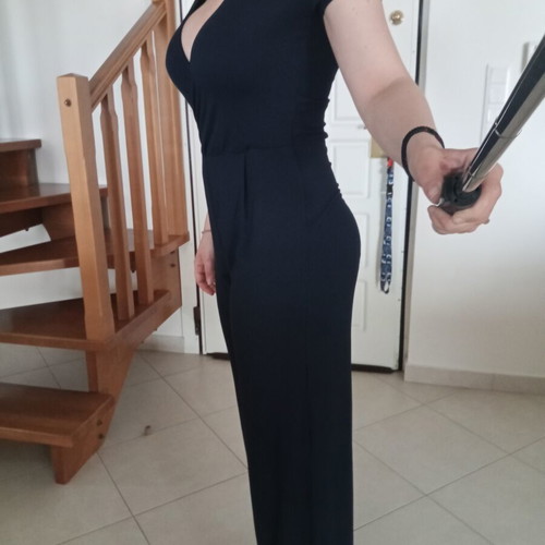 Navy Blue Deep V-Neck Jumpsuit Like New