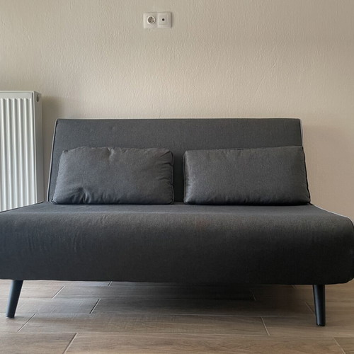 Two-seater sofa bed dark gray, like new