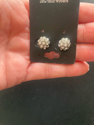Earrings with rhinestones like new, silver